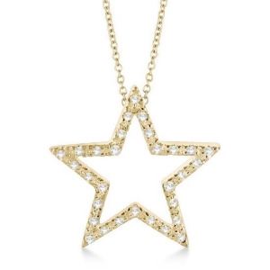Star Shaped Diamond Pendant Necklace 14k Yellow Gold 0.10ct - All