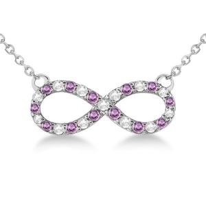 Twisted Infinity Diamond and Pink Sapphire Necklace 14k W. Gold 0.50ct - All
