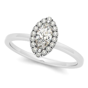Marquise Halo Diamond Engagement Ring Pave Set 14k W. Gold 1.13ct - All