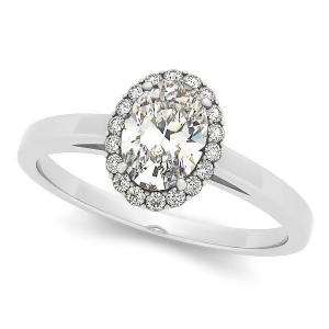 Oval Shaped Diamond Halo Engagement Ring in 14k White Gold 1.13ct - All