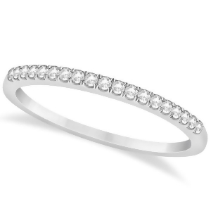 French Pave Set Diamond Accented Wedding Band in 14k White Gold 0.13ct - All