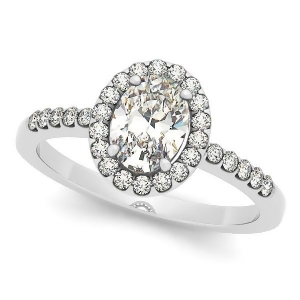 Diamond Oval Cut Halo Engagement Ring Semi Eternity 14k W. Gold 0.75ct - All