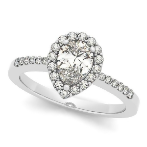 Pear Diamond Halo Engagement Ring with Accents 14k White Gold 1.20 - All
