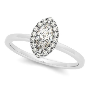 Marquise Diamond Halo Engagement Ring Pave Set 14k W. Gold 0.50ct - All