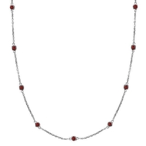 Garnets Gemstones by The Yard Station Necklace 14k White Gold 1.25ct - All
