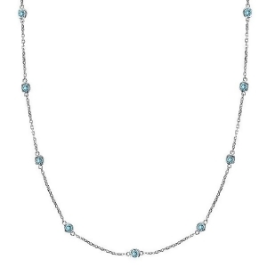 Aquamarine Gemstones by The Yard Station Necklace 14k W. Gold 1.25ct - All