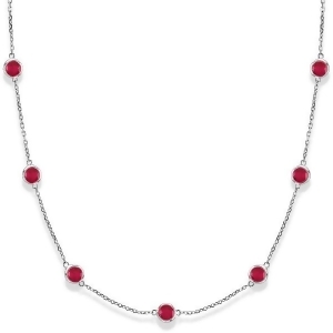 Rubies by The Yard Bezel Station Necklace in 14k White Gold 2.25ct - All
