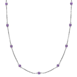 Amethysts Gemstones by The Yard Station Necklace 14k White Gold 1.25ct - All