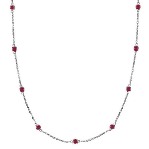 Rubies Gemstones by The Yard Station Necklace 14k White Gold 1.25ct - All