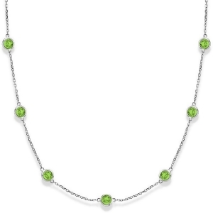 Peridots by The Yard Bezel Station Necklace in 14k White Gold 2.25ct - All