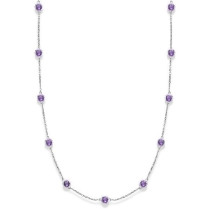 Amethysts Gemstones by The Yard Station Necklace 14k White Gold 2.25ct - All