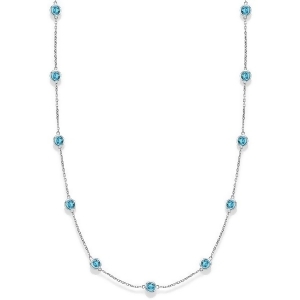 Aquamarines Gemstones by The Yard Station Necklace 14k W. Gold 2.25ct - All