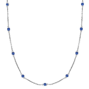 Blue Sapphires Gemstones by The Yard Necklace 14k White Gold 1.25ct - All