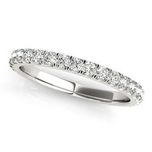 French Pave Diamond Ring Wedding Band 14k White Gold 0.45ct - All