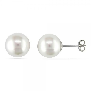 White South Sea Pearl Stud Earrings 14k White Gold 10-11mm - All