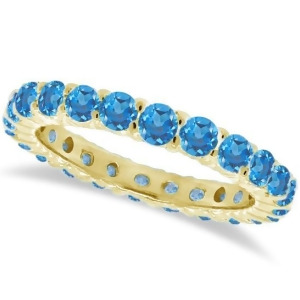 Blue Topaz Eternity Ring Band 14k Yellow Gold 1.07ct - All