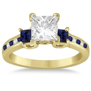 Blue Sapphire Three Stone Engagement Ring in 14k Yellow Gold 0.62ct - All
