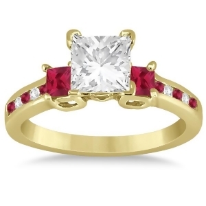 Ruby Three Stone Engagement Ring in 14k Yellow Gold 0.62ct - All