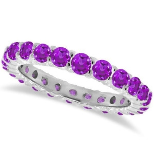 Purple Amethyst Eternity Ring Band 14k White Gold 1.07ct - All