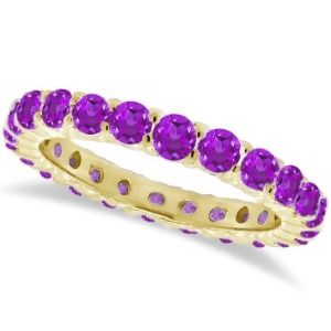 Purple Amethyst Eternity Ring Band 14k Yellow Gold 1.07ct - All