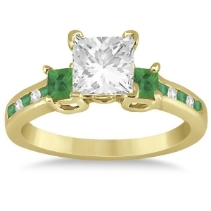 Emerald Three Stone Engagement Ring in 14k Yellow Gold 0.62ct - All