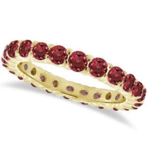Red Garnet Eternity Ring Band 14k Yellow Gold 1.07ct - All