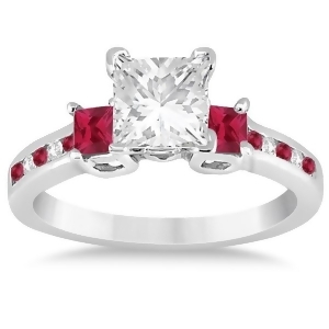 Ruby Three Stone Engagement Ring in 14k White Gold 0.62ct - All