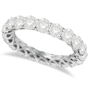 Luxury Diamond Eternity Anniversary Ring Band 14k White Gold 4.50ct - All