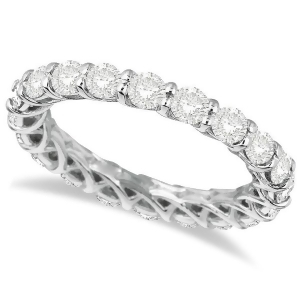 Luxury Diamond Eternity Anniversary Ring Band 14k White Gold 2.00ct - All