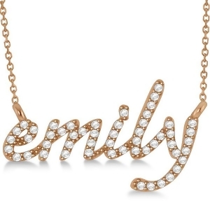 Personalized Diamond Name Pendant Necklace 14k Rose Gold - All