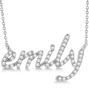 Personalized Diamond Name Pendant Necklace 14k White Gold - All