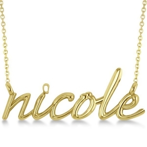 Personalized Script Font Name Pendant Necklace Solid 14k Yellow Gold - All