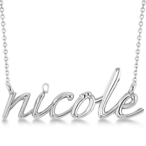 Personalized Script Font Name Pendant Necklace in Solid 14k White Gold - All