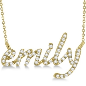 Personalized Diamond Name Pendant Necklace 14k Yellow Gold - All