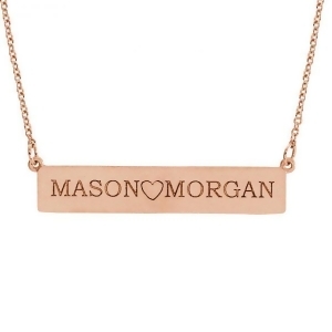 Personalized Engravable Bar Pendant Necklace in Solid 14k Rose Gold - All