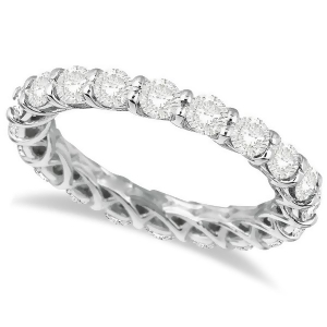 Luxury Diamond Eternity Anniversary Ring Band 14k White Gold 1.50ct - All