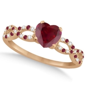 Ruby and Diamond Heart Infinity Style Bridal Set 14k Rose Gold 1.75ct - All