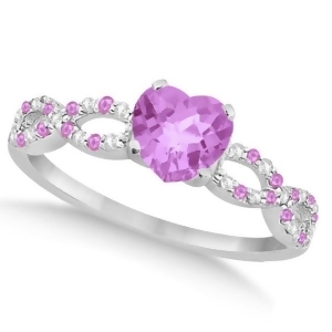 Diamond and Pink Sapphire Heart Infinity Engagement 14k W Gold 1.50ct - All