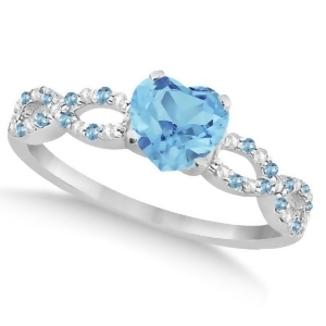 Diamond and Blue Topaz Heart Infinity Engagement 14k White Gold 1.50ct - All