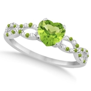 Diamond and Peridot Heart Infinity Engagement Ring 14k White Gold 1.31ct - All