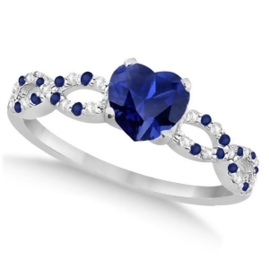 Diamond and Blue Sapphire Heart Infinity Engagement 14k W Gold 1.50ct - All