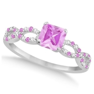 Diamond and Pink Sapphire Princess Infinity Style Ring 14k W Gold 1.50ct - All