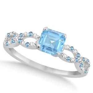 Diamond and Blue Topaz Princess Infinity Engagement 14k W. Gold 1.50ct - All