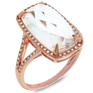 0.23Ct Diamond and 6.10ct White Topaz 14k Rose Gold Ring - All