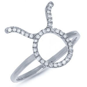 0.16Ct 14k White Gold Diamond Zodiac Taurus Ring - All