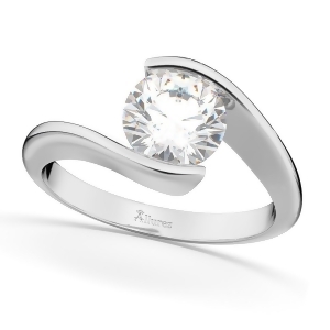 Tension Set Solitaire Diamond Engagement Ring 14k White Gold 1.25ct - All