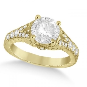 Antique Art Deco Round Diamond Engagement Ring 14k Yellow Gold 1.03ct - All