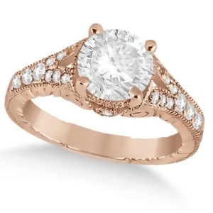Antique Art Deco Round Diamond Engagement Ring 14k Rose Gold 1.03ct - All