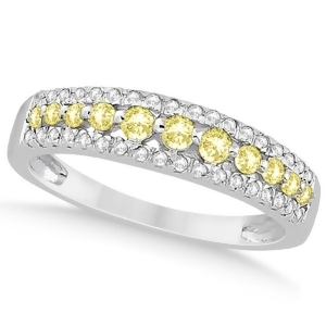 3-Row Yellow and White Diamond Wedding Band in 14k White Gold 0.43ct - All