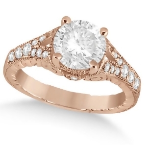 Antique Art Deco Round Diamond Engagement Ring 14k Rose Gold 1.50ct - All